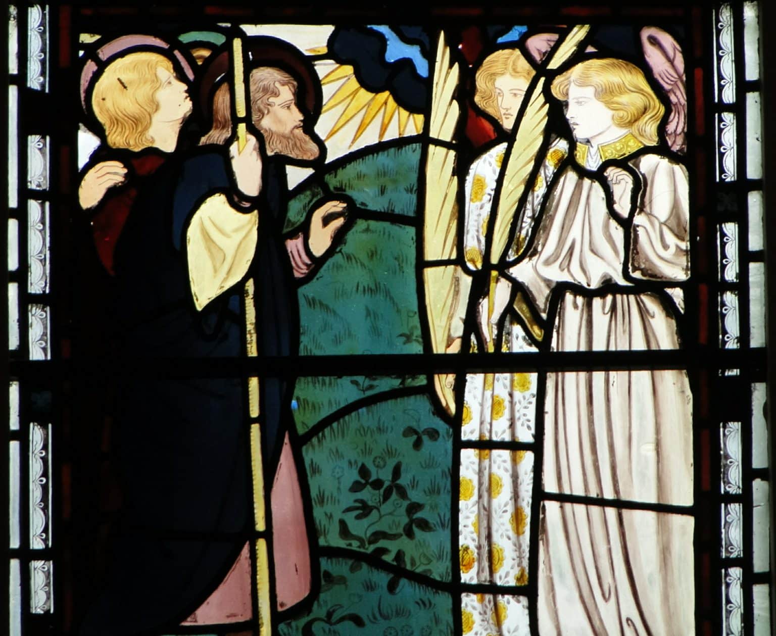 Jesus's ascension into Heaven, as depicted in the East Window of the College Chapel Jesus's ascension into Heaven, as depicted in the East Window of the College Chapel