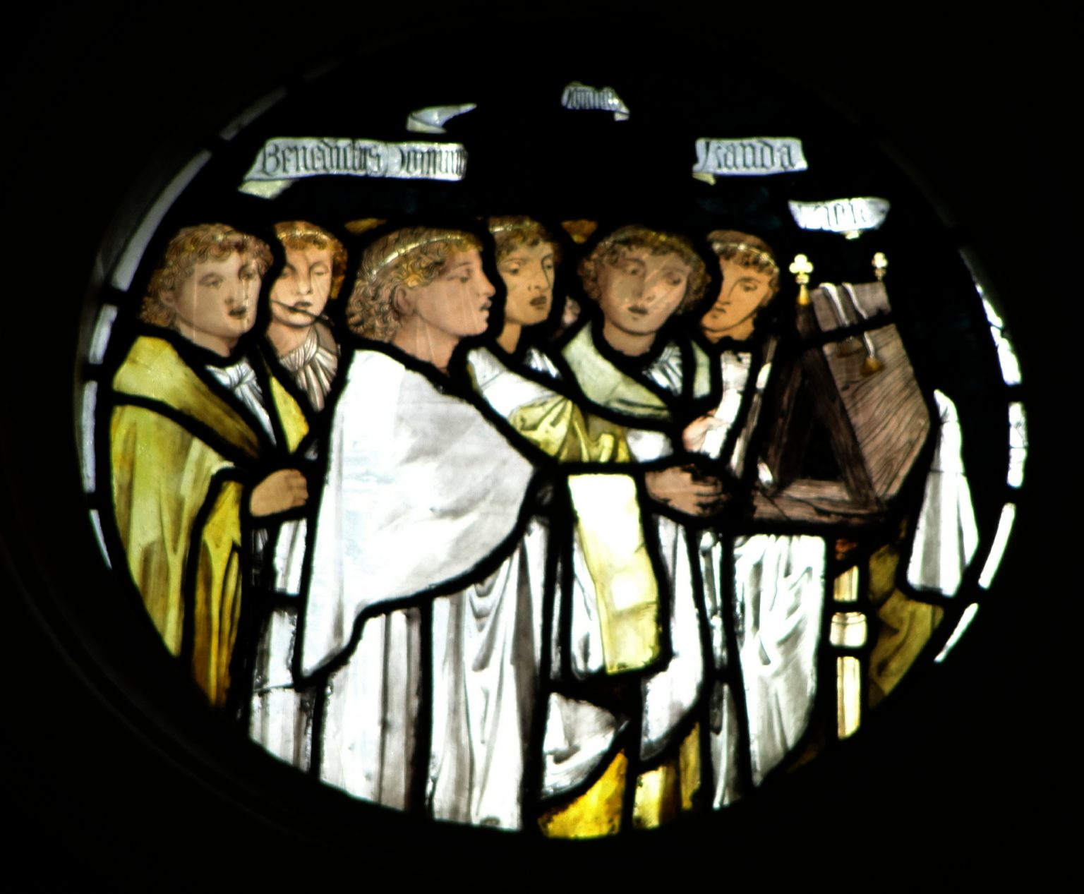 Left circular panel at the top of the East Window in the College Chapel Left circular panel at the top of the East Window in the College Chapel
