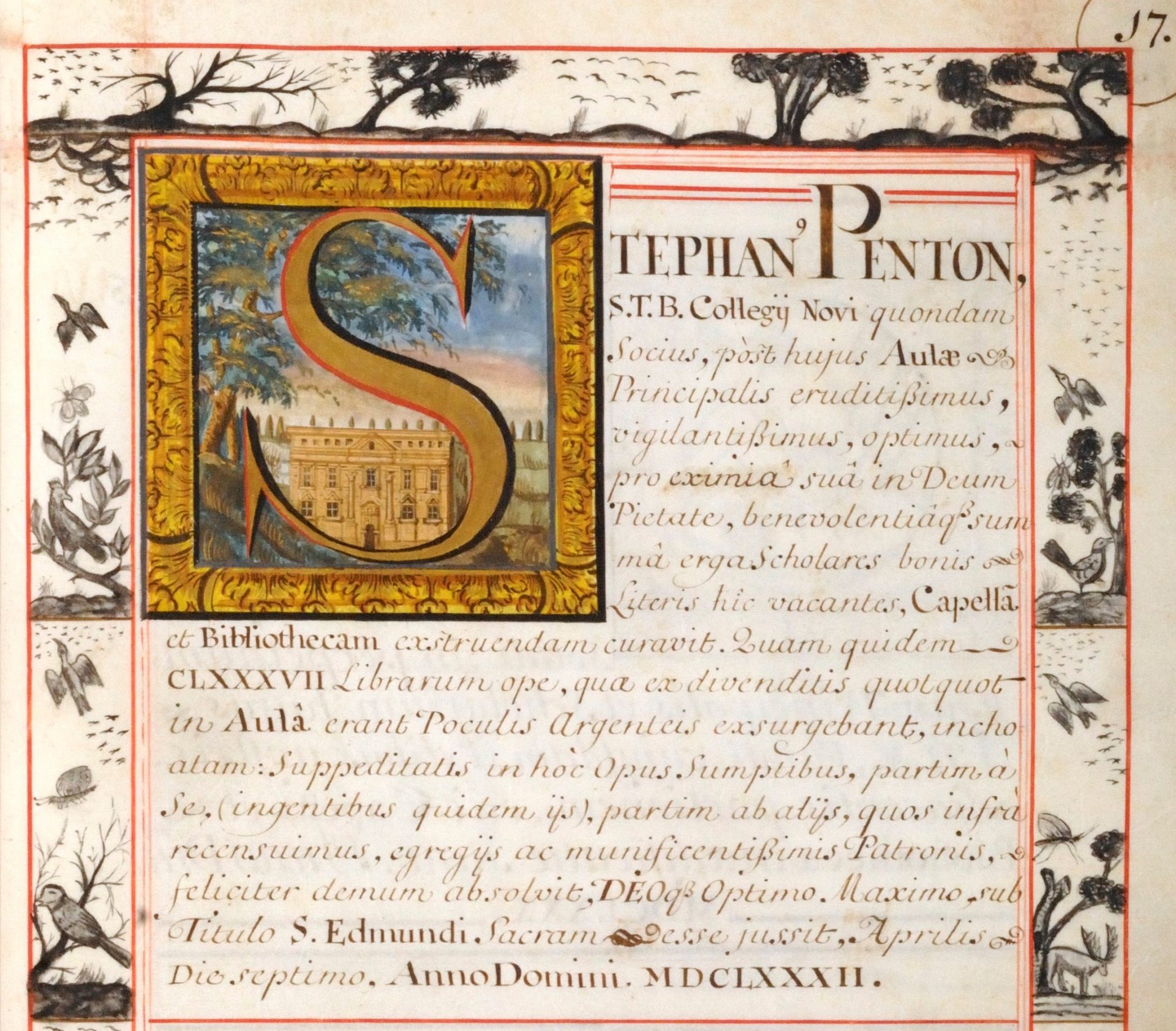 Benefactors Book - Stephen Penton crop Stephen Penton entry into Benefaction Book