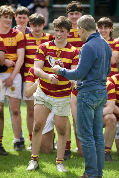 Cuppers Plate Final 6 04-05-2024 reduced St Edmund Hall men's rugby team receiving the Cuppers Plate