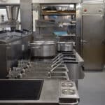 Kitchen equipment in the St Edmund Hall Kitchen, including an electric chargrill