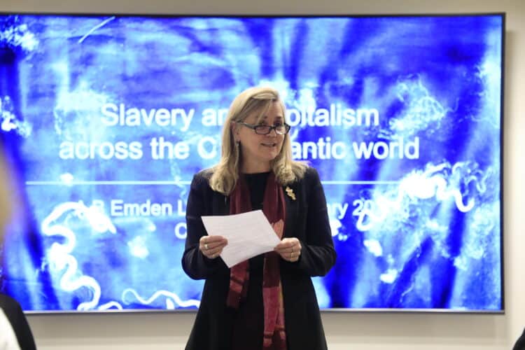 The Principal introducing the speaker for the Emden Lecture