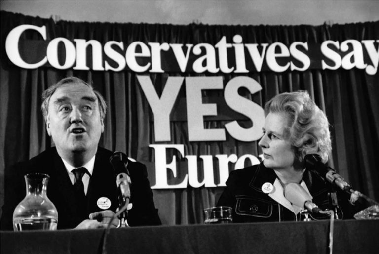 Final say yes to Europe Conservative politicians Margaret Thatcher and William Whitelaw campaigning for EEC membership in 1975