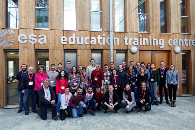 Lucy Kissick - group shot outside ESA building Lucy Kissick with other participants outside the ESA training centre