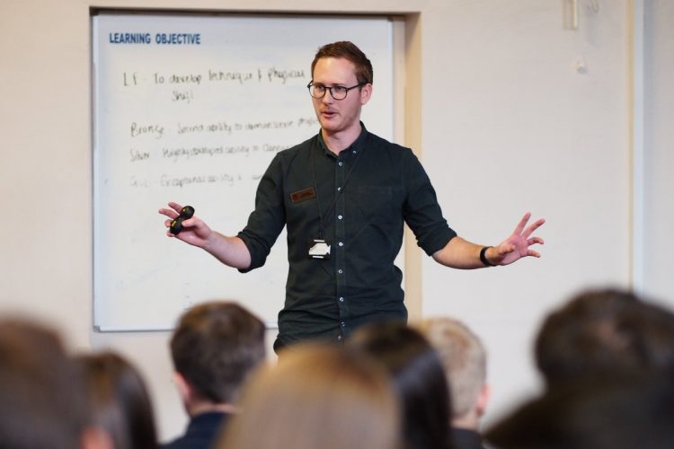 Luke Maw at De Lisle College on outreach roadshow - 19 Nov 2018 Luke Maw delivering a session about applying to Oxbridge at De Lisle College