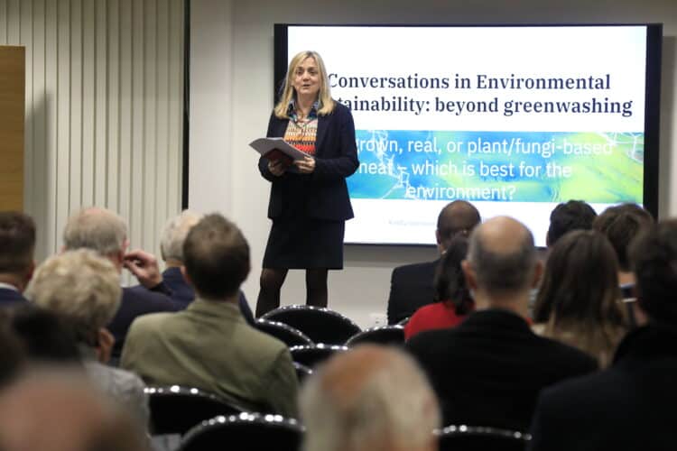 St Edmund Hall Principal, Professor Baroness Willis, introduces the guests at the fourth Conversations in Environmental Sustainability seminar