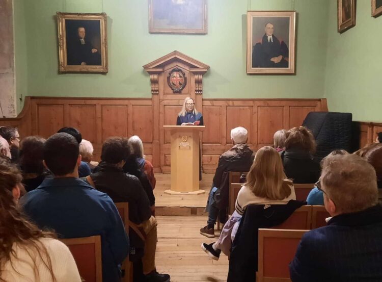 Meet the Poet Poet Ange Mlinko reads to an audience at St Edmund Hall