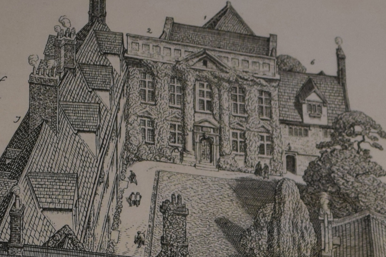 New Loggan print showing Chapel Old Library New Loggan print showing St Edmund Hall's Chapel and Old Library