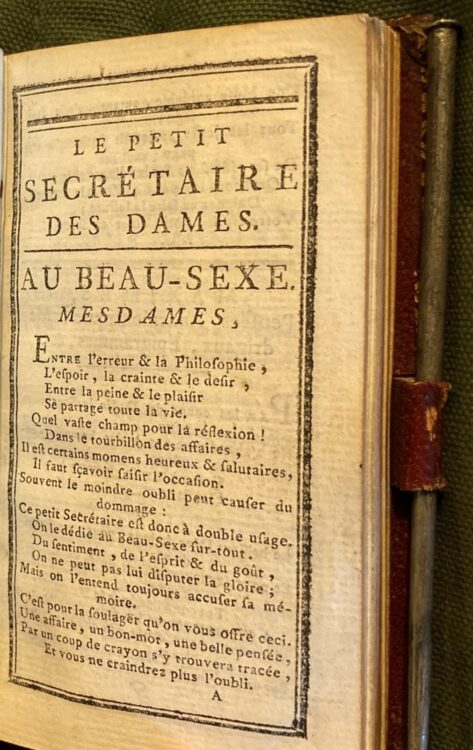 Poetic Dedication of the petit secretaire des dames Poetic Dedication of the 'Petit Secrétaire des Dames'
