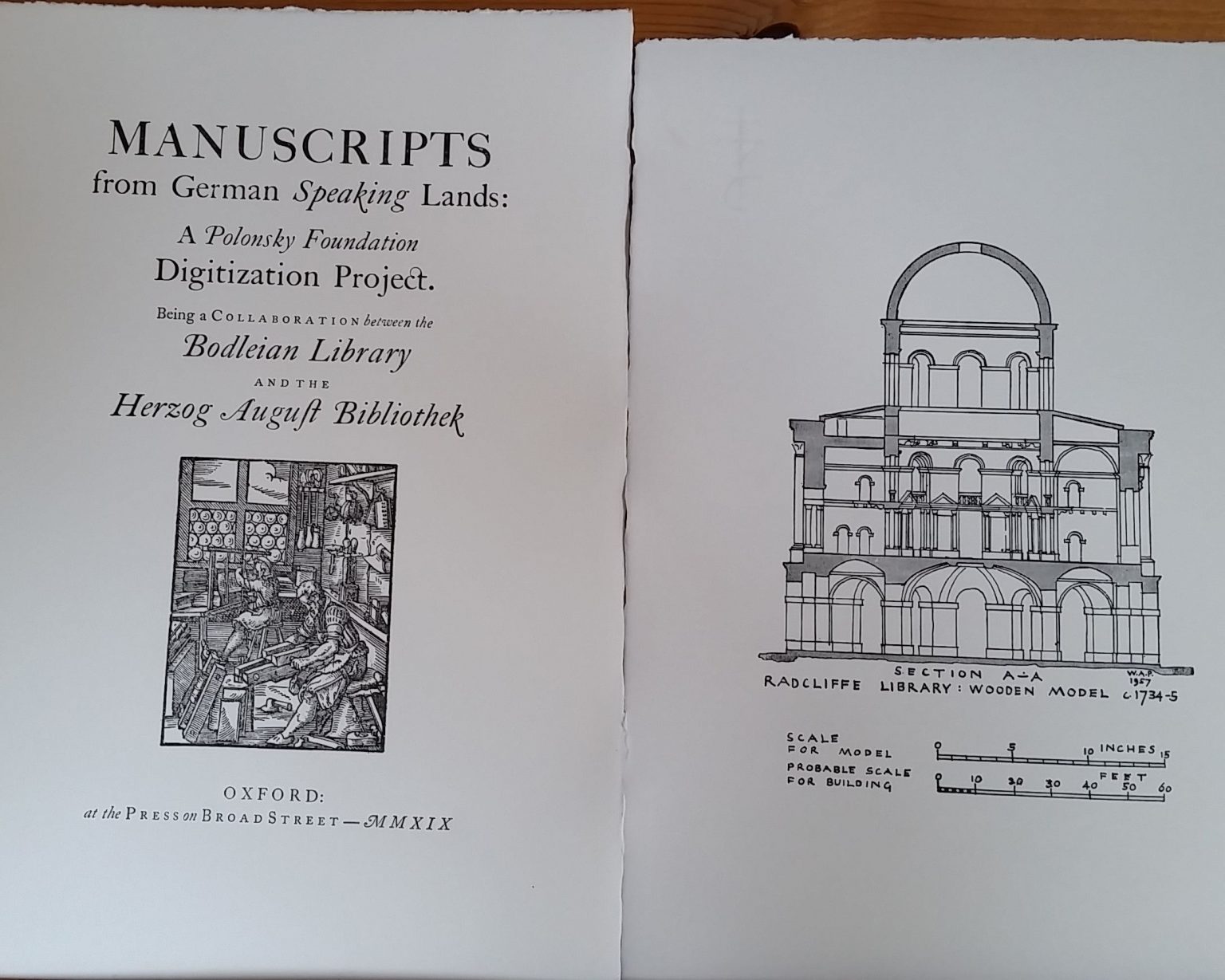 Printing keepsake - Radcliffe Camera - from Polonsky digitization project Printing keepsake made by participants at the launch