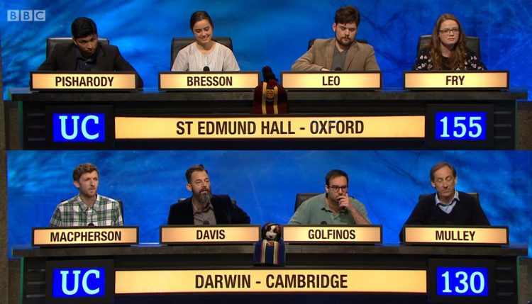 University Challenge semi-final - Teddy Hall and Darwin, Cambridge - April 2019 St Edmund Hall vs Darwin College in University Challenge